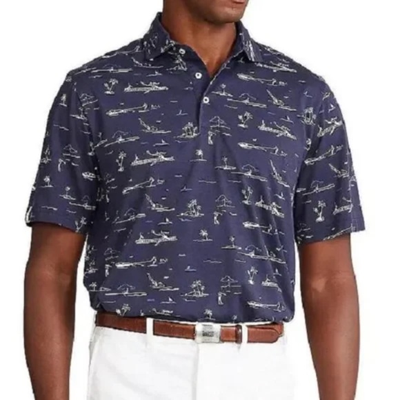 Polo Golf Ralph Lauren Short Sleeve Shirt Navy Blue Country Club Sports Size XL - Picture 12 of 12